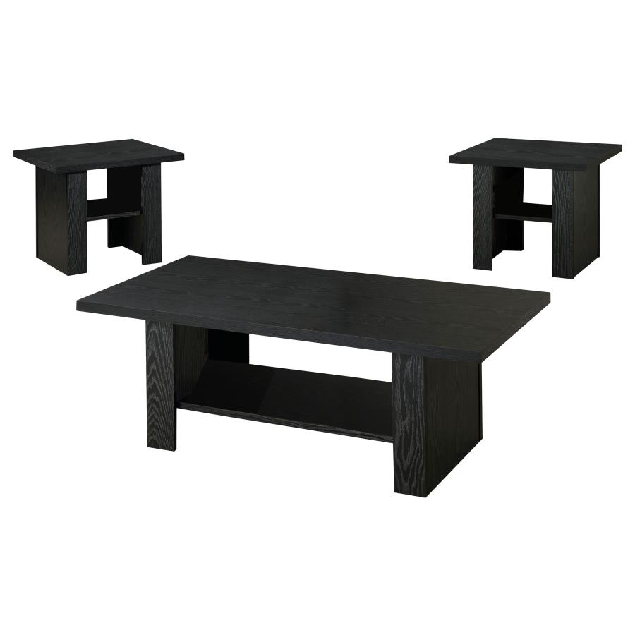 (image for) Rodez 3-piece Engineered Wood Coffee Table Set Black Oak