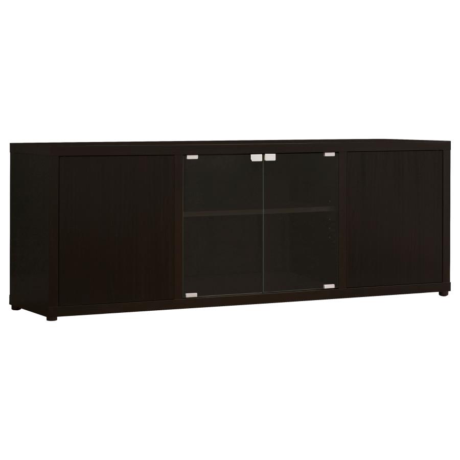 (image for) Ames Rectangular TV Console with Magnetic-push Doors Cappuccino