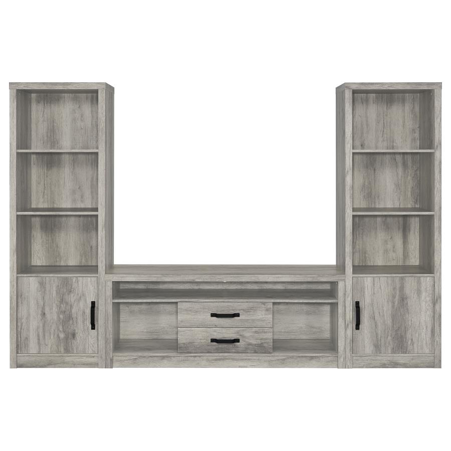 (image for) Burke 3-piece 59" TV Entertainment Center Grey Driftwood