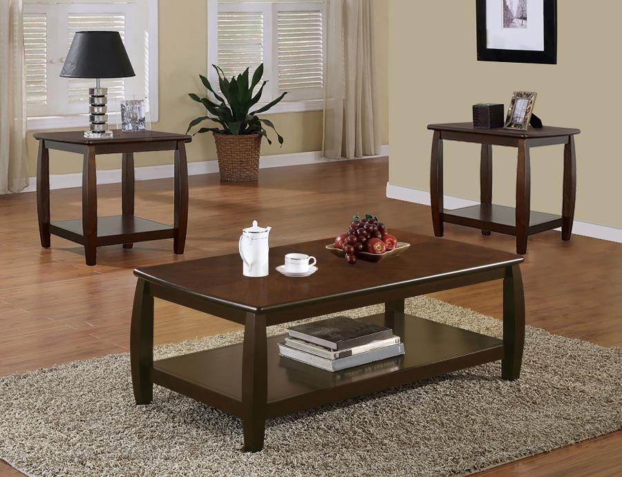 (image for) Dixon 3-piece Rectangular Wood Coffee Table Set Espresso