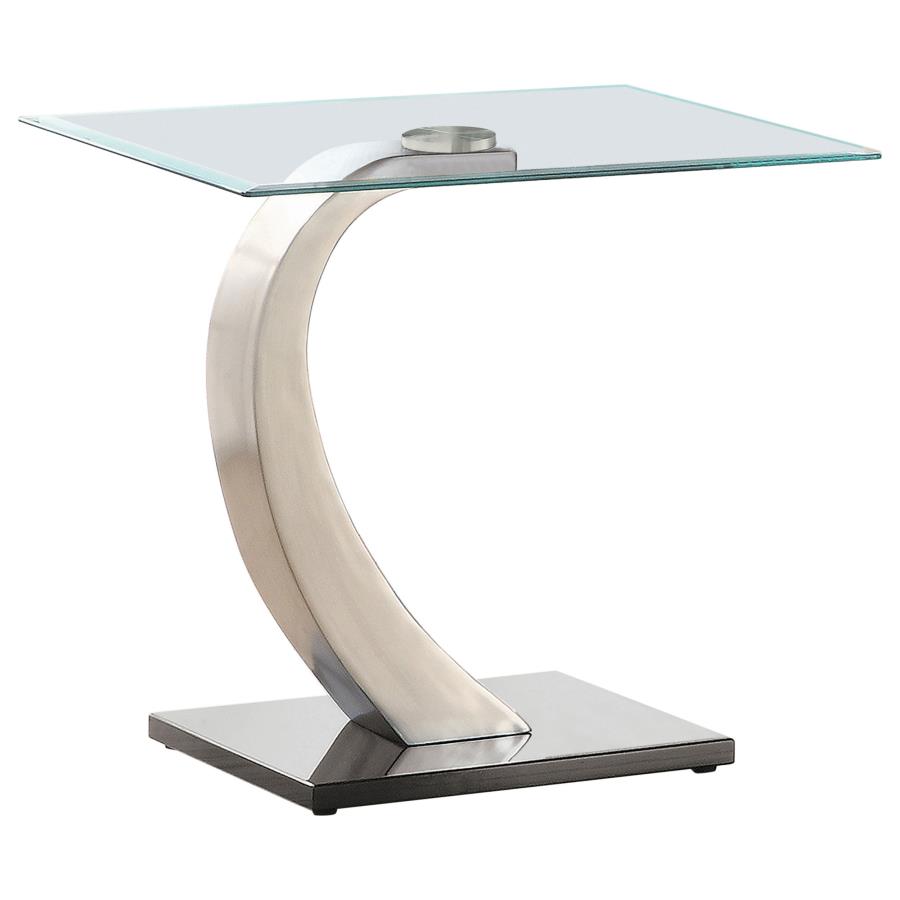 (image for) Pruitt Rectangular Glass Top Metal Side End Table Satin