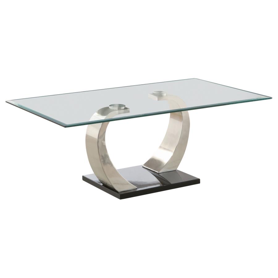 (image for) Pruitt Rectangular Glass Top Metal Coffee Table Satin