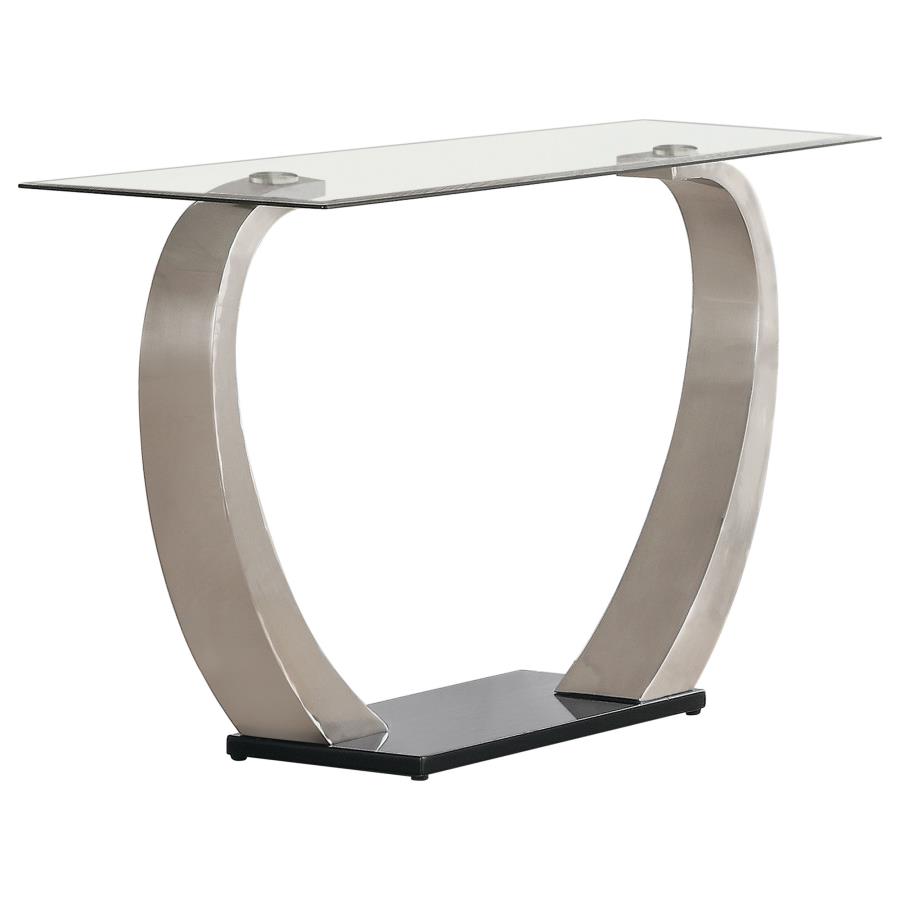 (image for) Pruitt Glass Top Metal Base Console Table Satin