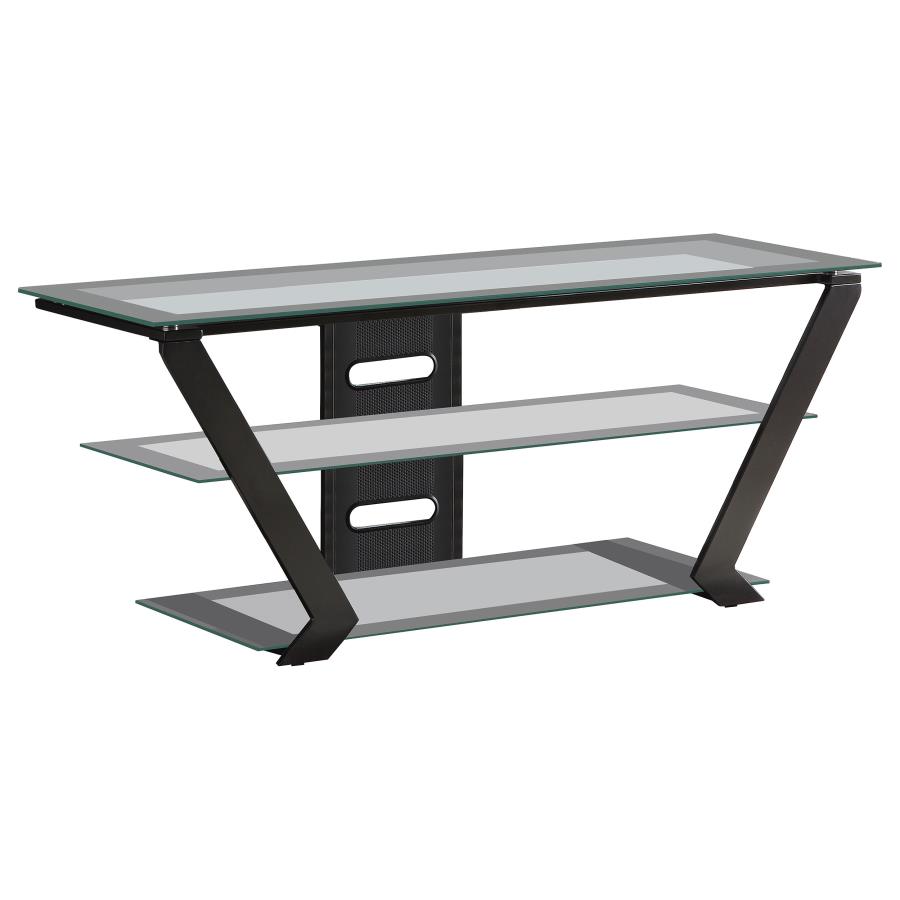 (image for) Donlyn 2-tier Metal 50" TV Stand with Glass Shelves Black