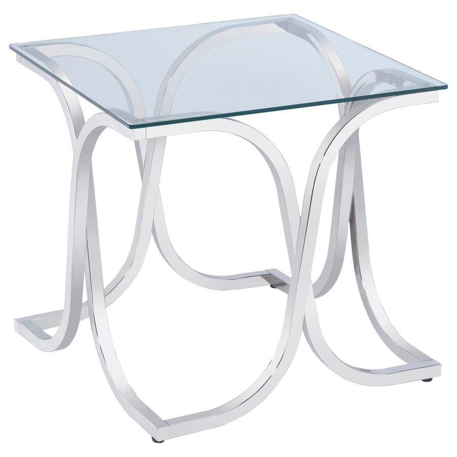 (image for) Tess Square Glass Top Metal Side End Table Nickel