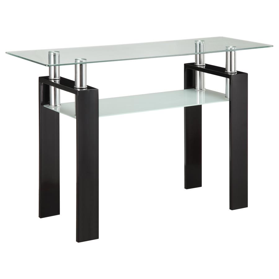 (image for) Dyer Rectangular Glass Top Entryway Sofa Console Table Black