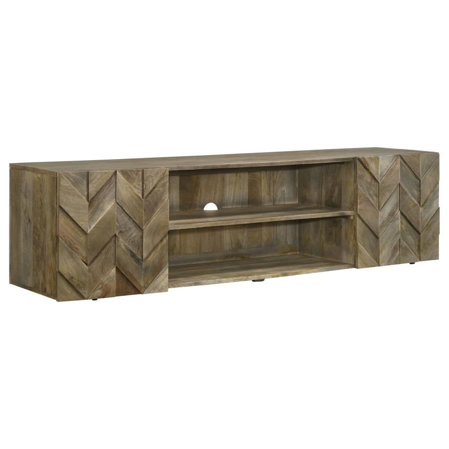 (image for) Keese 2-door Wood 70" TV Stand Media Console Mango Brown