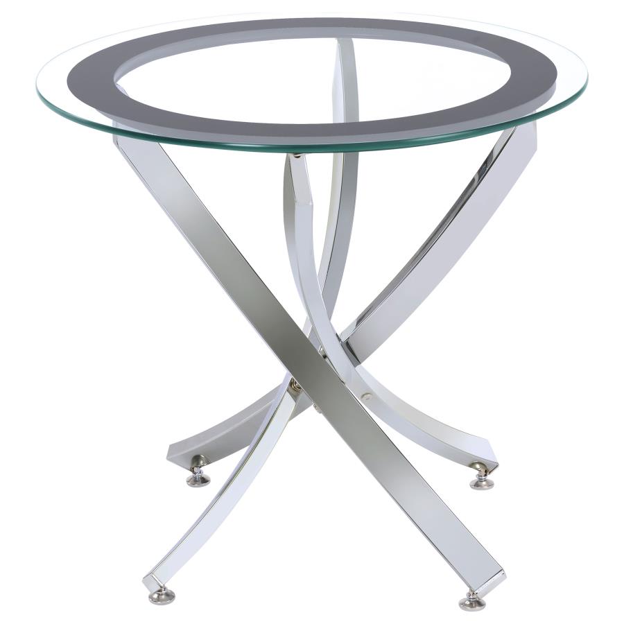 (image for) Brooke Round Glass Top Side End Table Metal Base Chrome