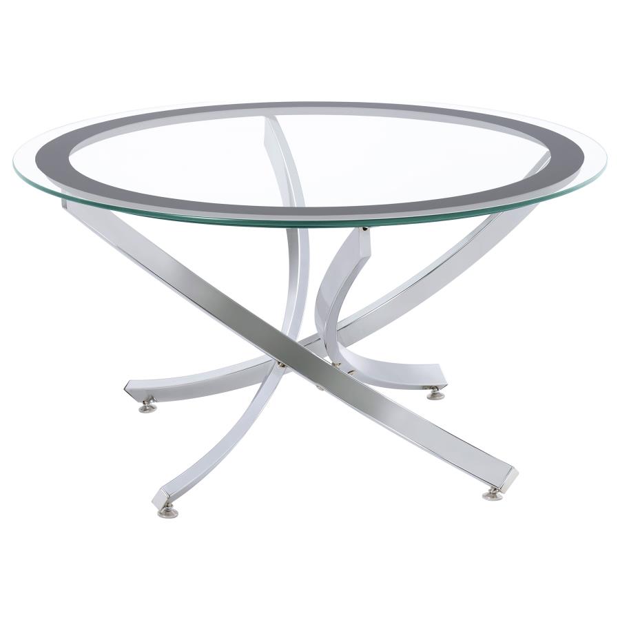 (image for) Brooke Round Glass Top Coffee Table Metal Base Chrome