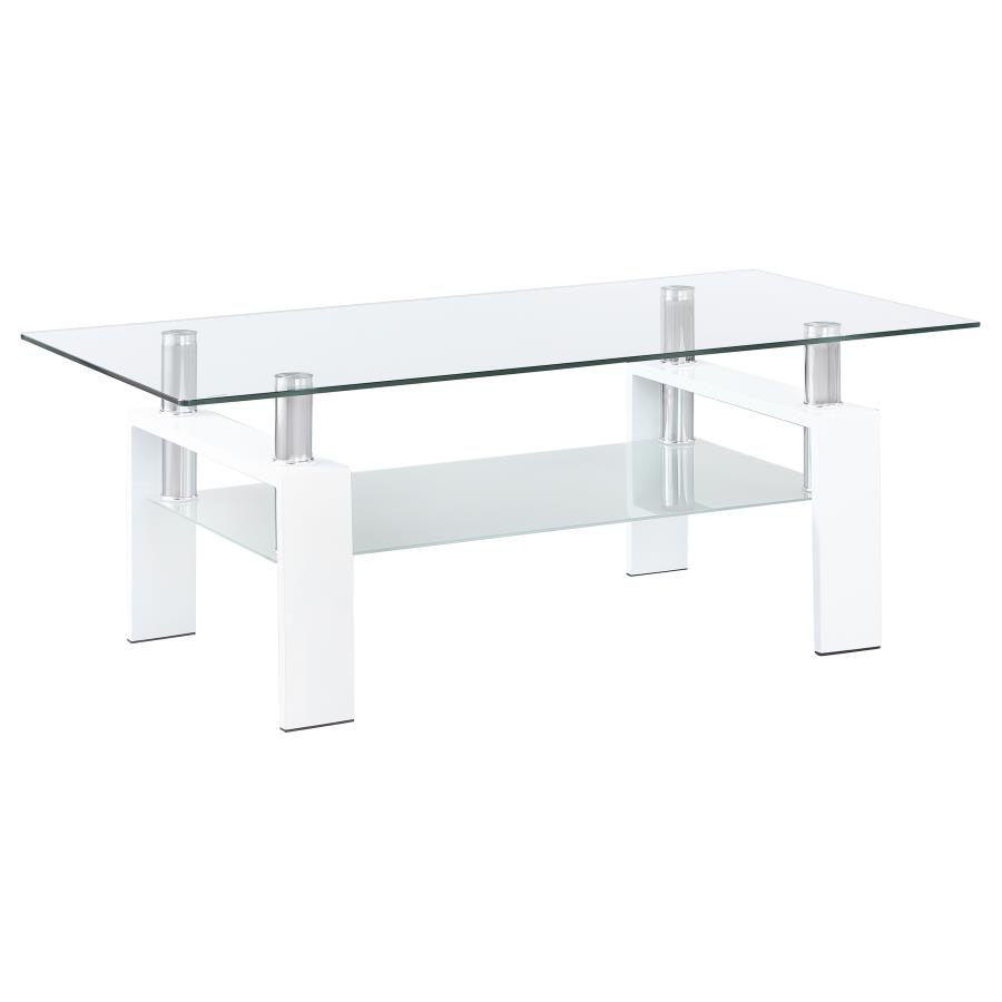 (image for) Dyer 1-shelf Rectangular Glass Top Coffee Table White