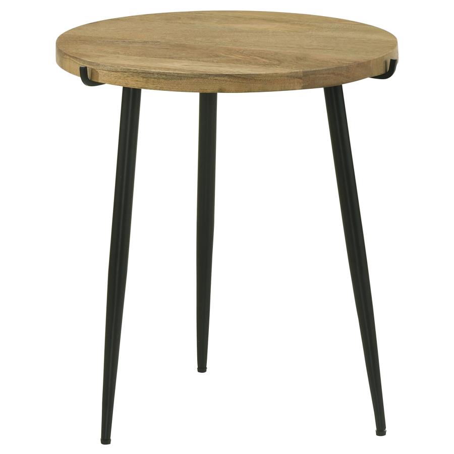 (image for) Pilar Round Solid Wood Top End Table Natural and Black