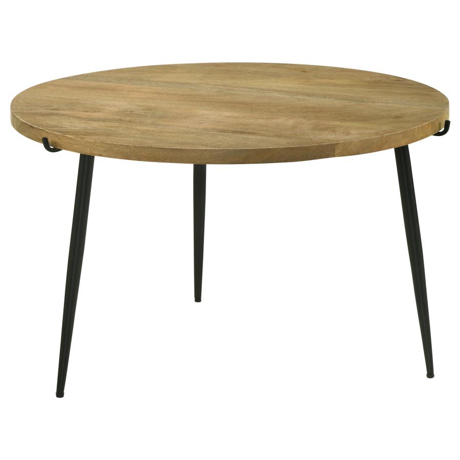 (image for) Pilar Round Solid Wood Top Coffee Table Natural and Black