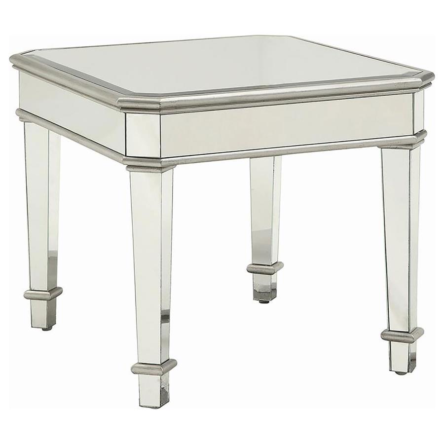 (image for) Eisley Square Mirrored Accent Side Table Silver