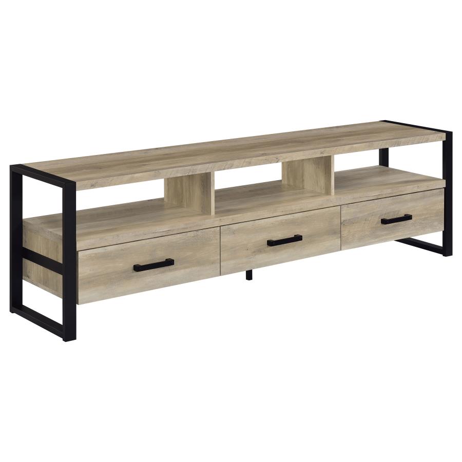 (image for) James 3-drawer Engineered Wood 71" TV Stand Distressed Pine