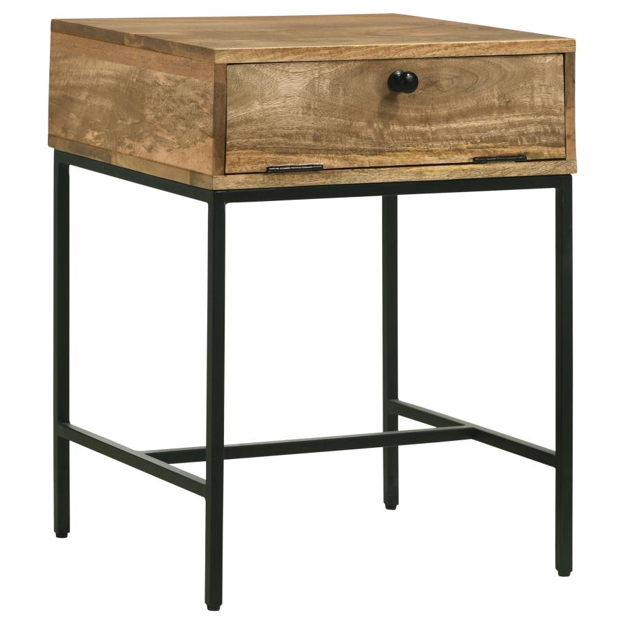 (image for) Stephie Rectangular Side End Table with Storage Honey Brown