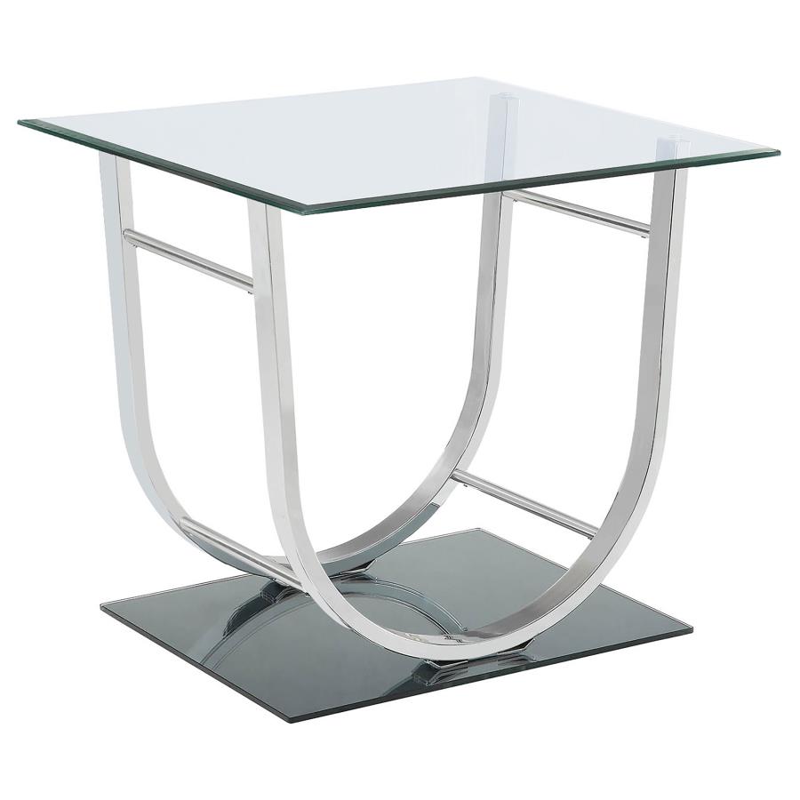 (image for) Danville Square U-Shaped Glass Top Side End Table Chrome