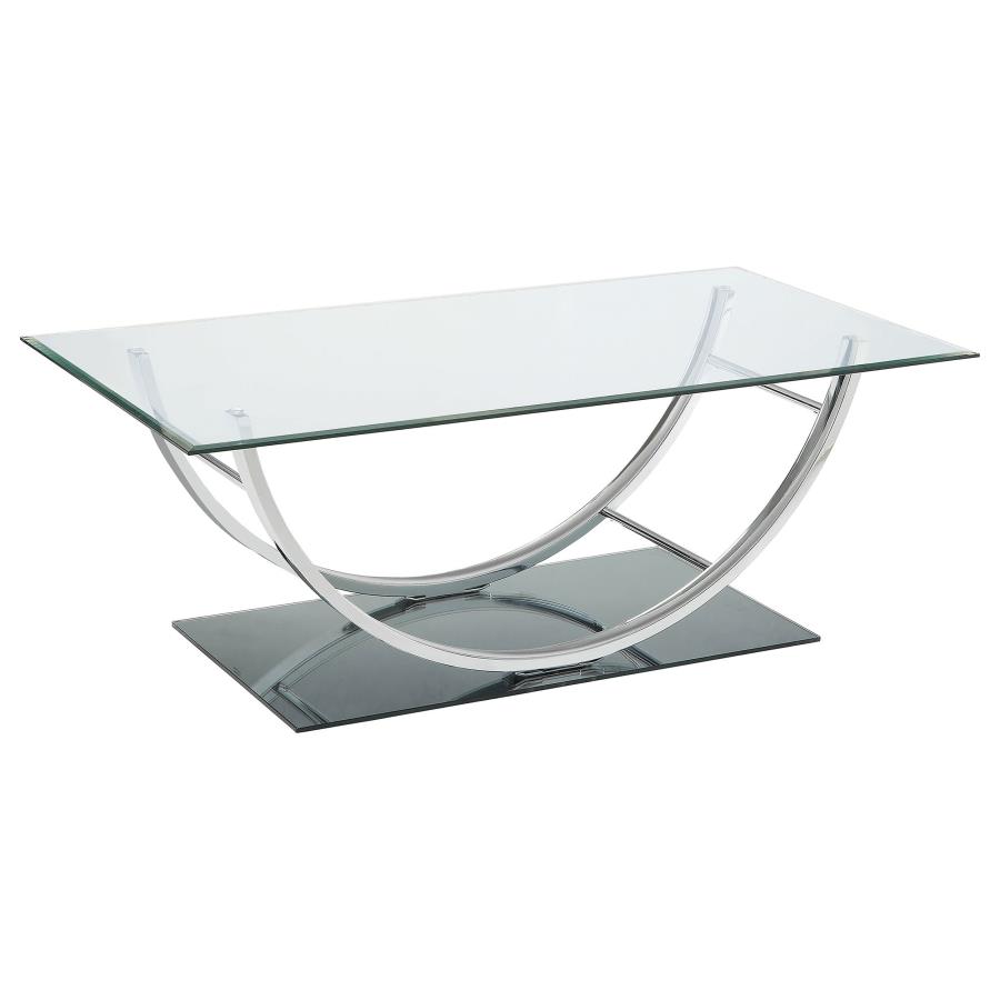 (image for) Danville Rectangular U-Shaped Glass Top Coffee Table Chrome