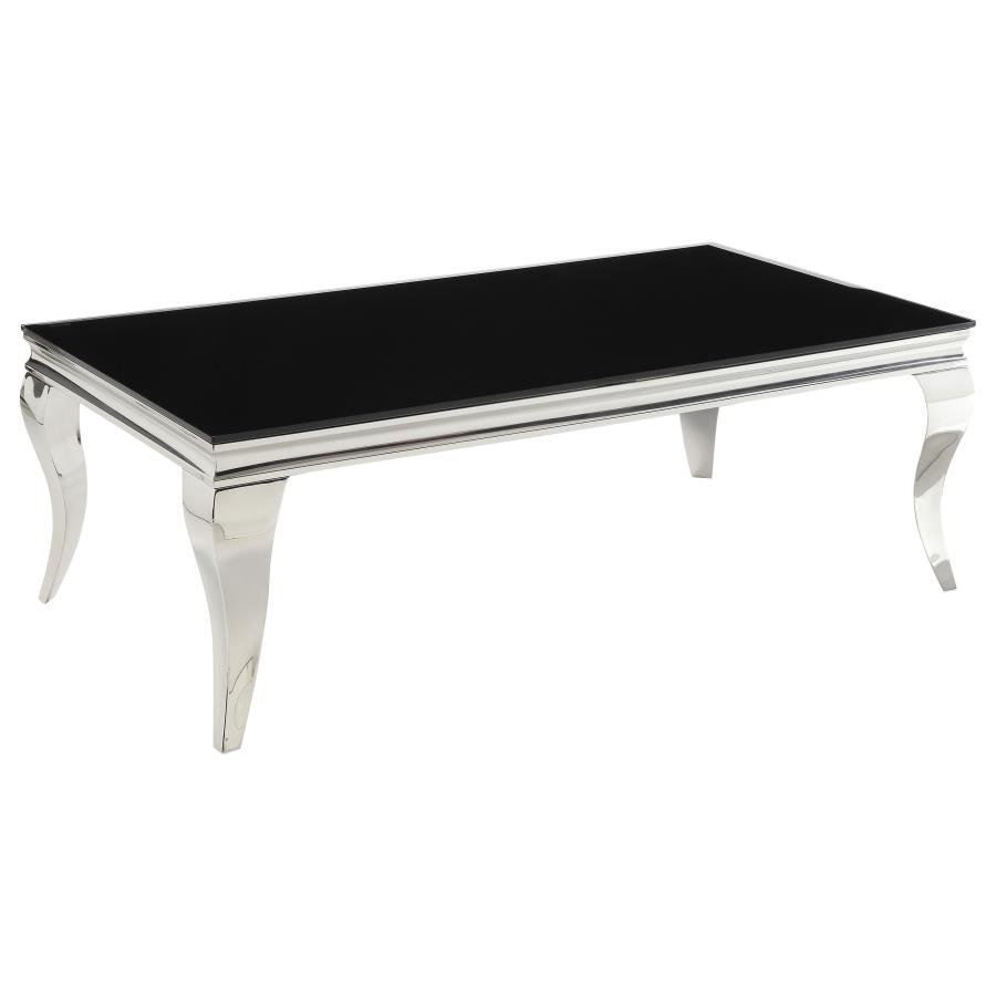 (image for) Carone Rectangular Glass Top Coffee Table Black and Chrome