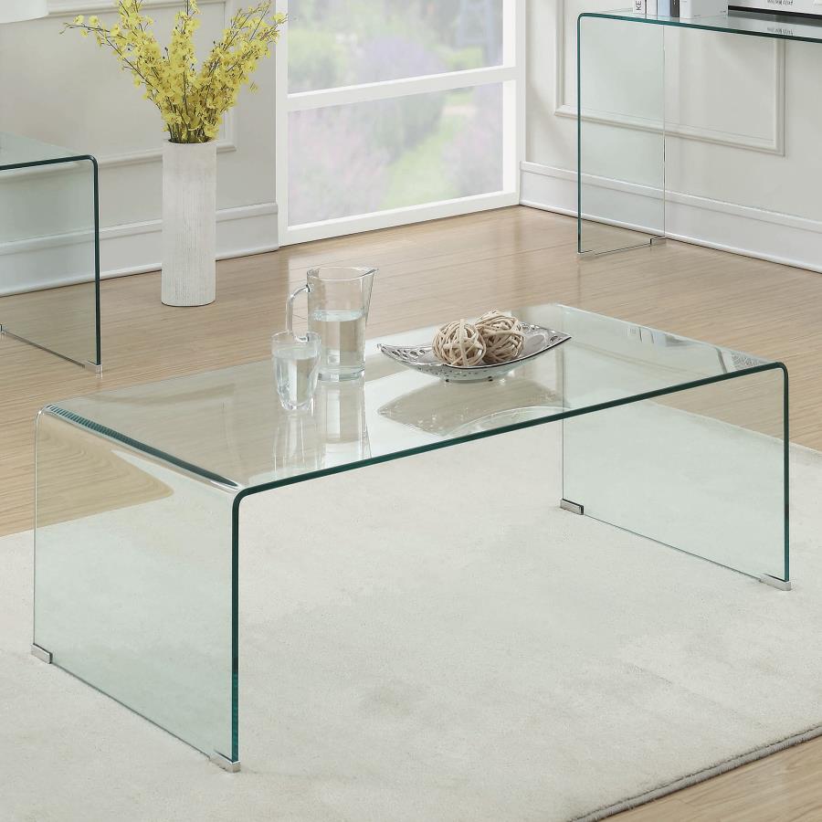 (image for) Ripley Rectangular Tempered Bent Glass Coffee Table Clear