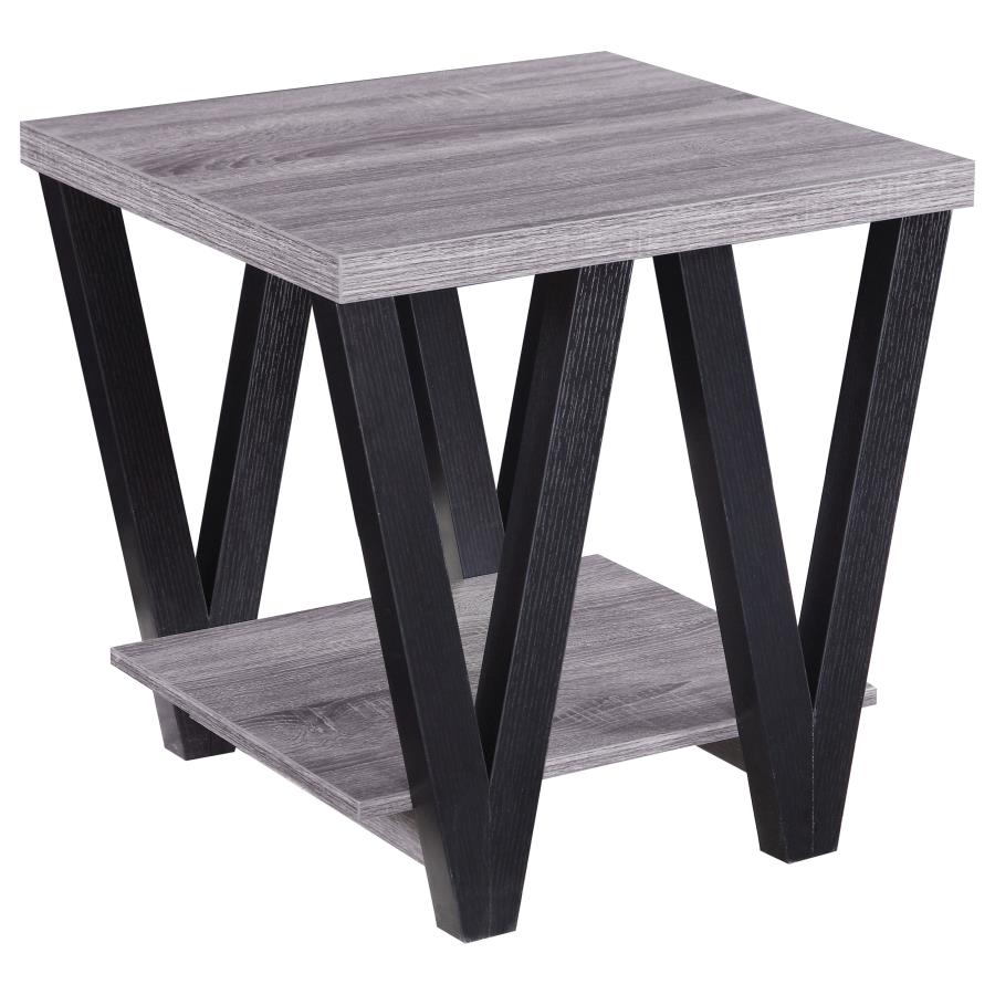 (image for) Stevens Engineered Wood End Table Antique Grey and Black