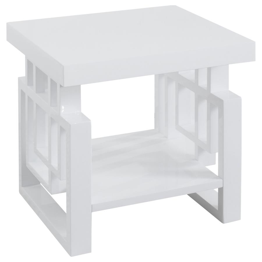 (image for) Schmitt Rectangular Side End Table White High Gloss