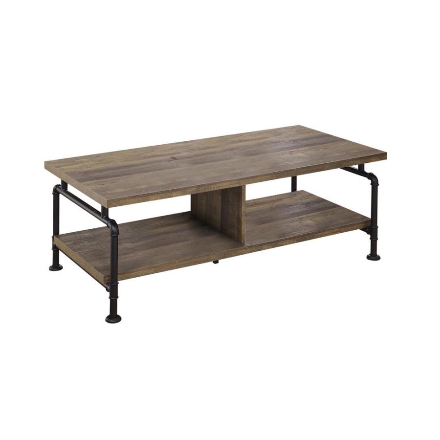 (image for) Renton Shelf Storage Coffee Table Rustic Oak and Black