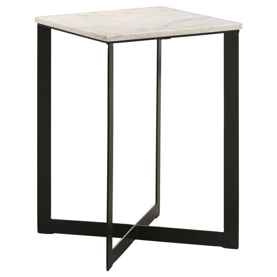 (image for) Tobin Square Marble Top End Table White and Black