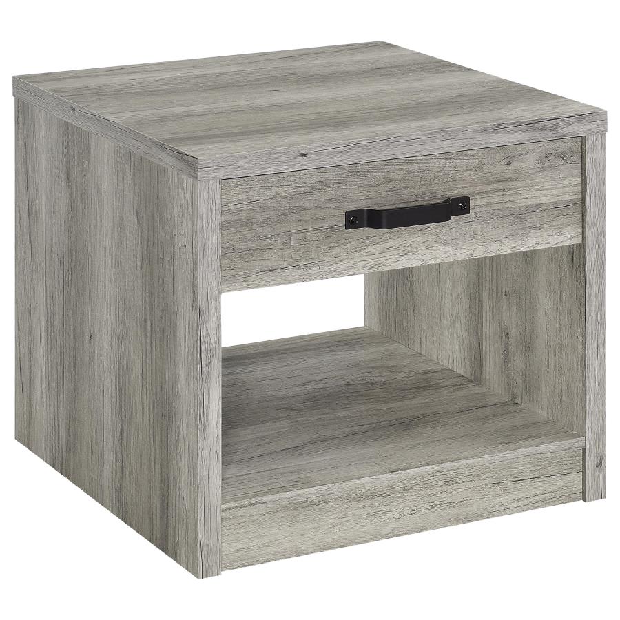 (image for) Felix 1-drawer Engineered Wood Side End Table Grey Driftwood