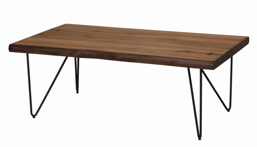 (image for) Coffee Table with Hairpin Legs Natural Honey and Gunmetal