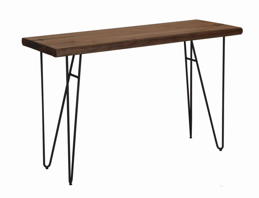 (image for) Sofa Table with Hairpin Legs Natural Honey and Gunmetal