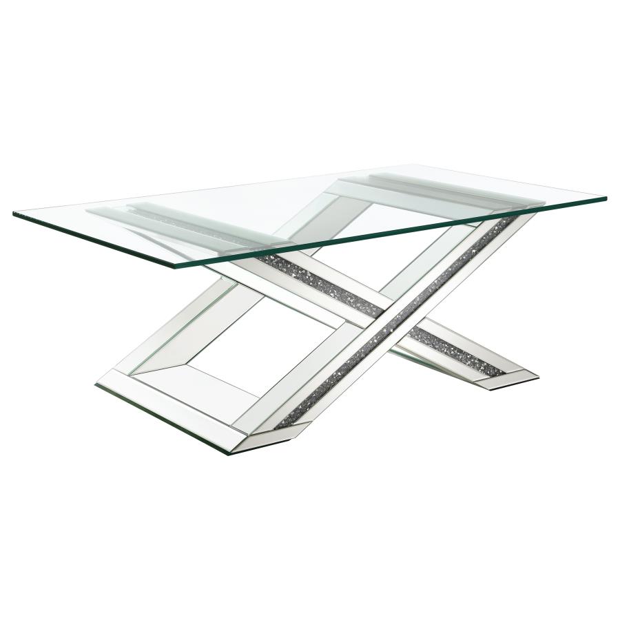 (image for) Bonnie Rectangular Mirrored Glass Top Coffee Table Silver