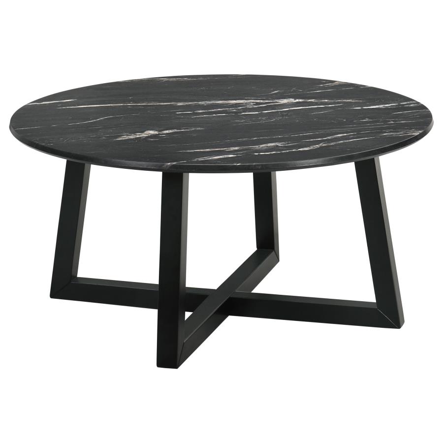 (image for) Skylark Round Marble-like SmartTop Coffee Table Black