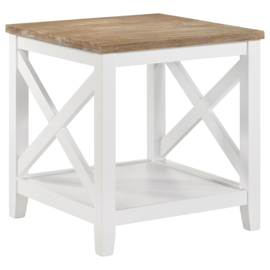 (image for) Hollis Square Wood End Table With Shelf Brown and White