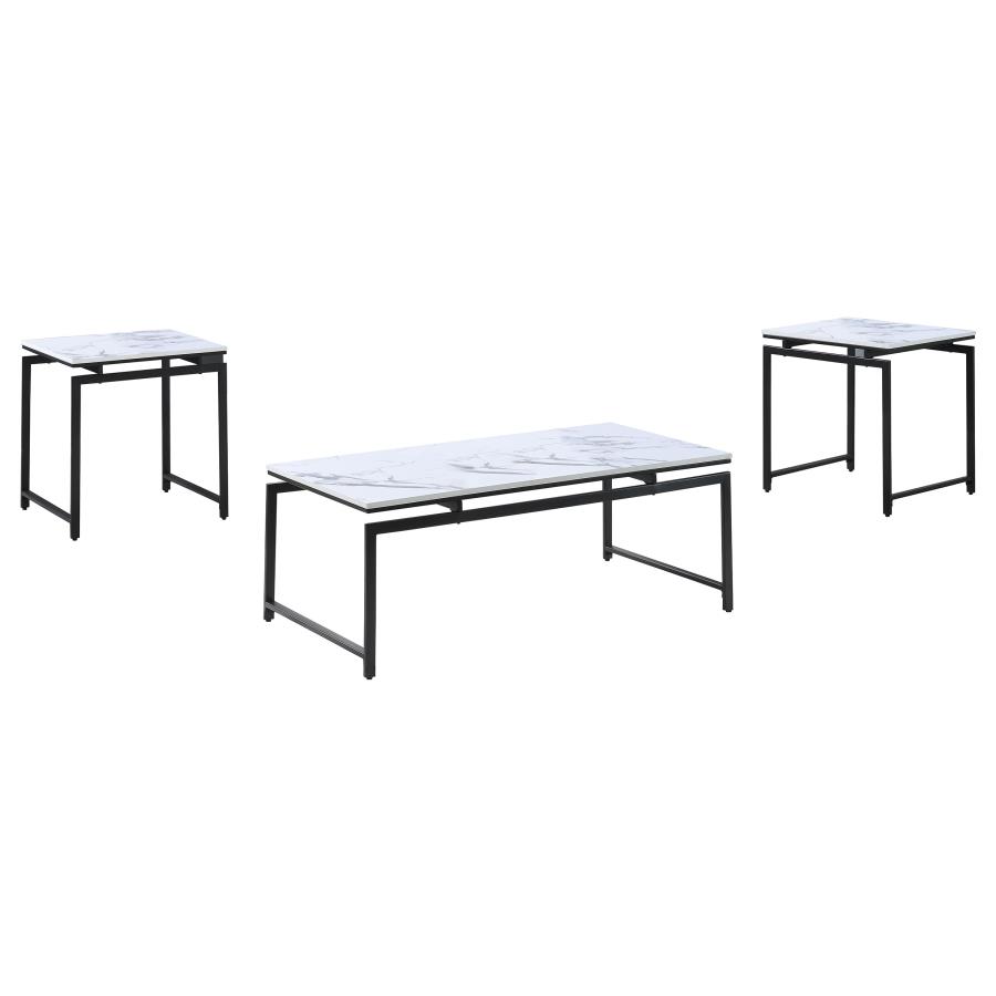 (image for) Clark 3-piece Faux Marble Top Coffee Table Set White