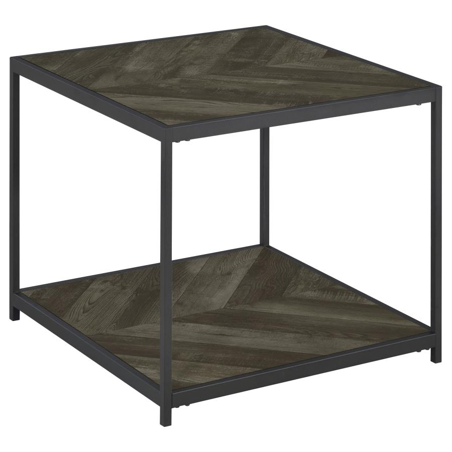 (image for) Beckley Engineered Wood End Table Rustic Grey Herringbone