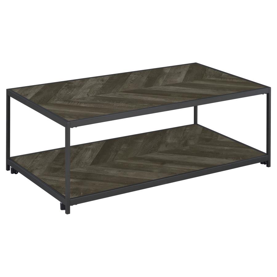 (image for) Beckley Chevron Coffee Table Rustic Grey Herringbone