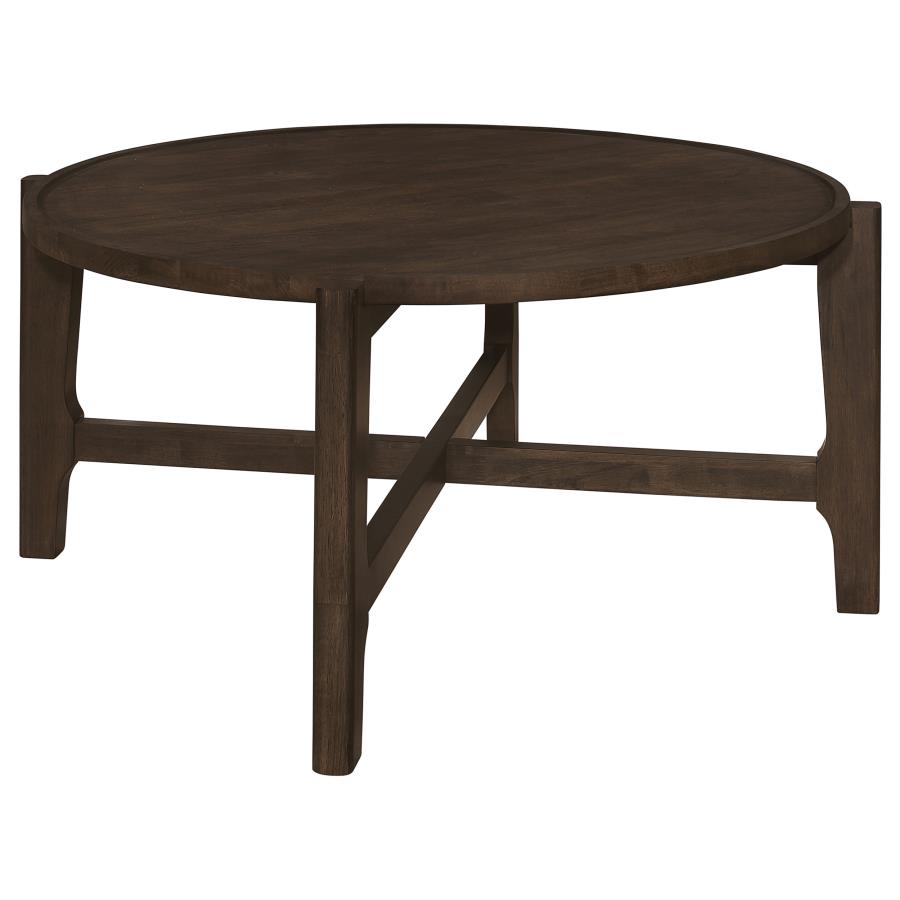 (image for) Cota Round Solid Wood Coffee Table Dark Brown