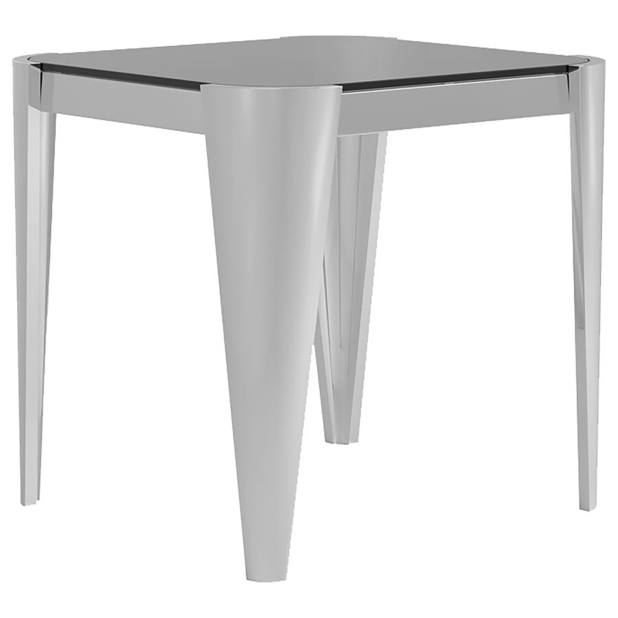 (image for) Square Smoked Glass Top Stainless Steel End Table Chrome