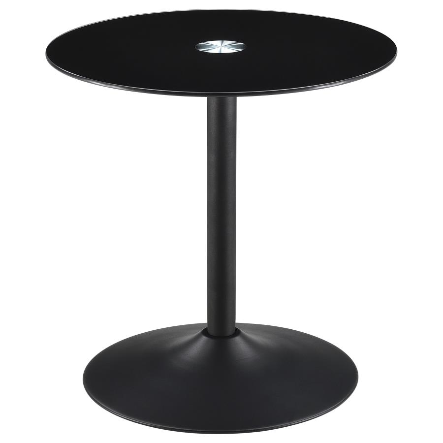 (image for) Ganso Round Metal End Table With Tempered Glass Top Black