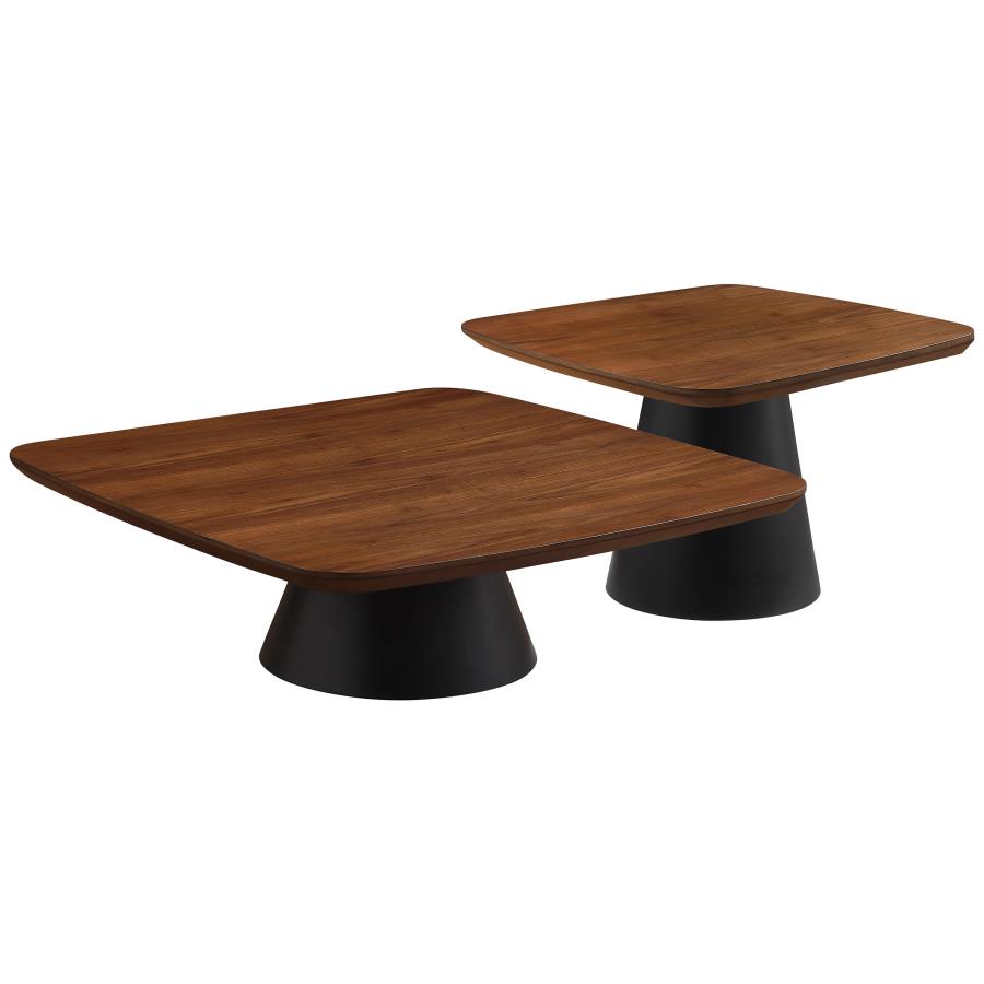 (image for) Eason 2-piece Coffee Table Set Walnut and Black