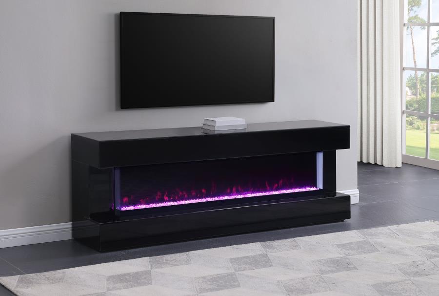 (image for) Vallerie 71" TV Stand with Visual Flame Box Black