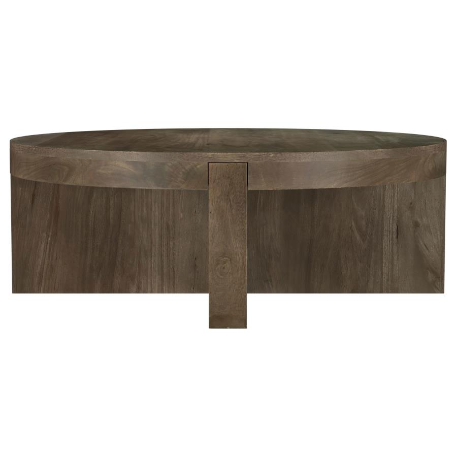 (image for) Kinkaid Round Solid Mango Wood Coffee Table Brown