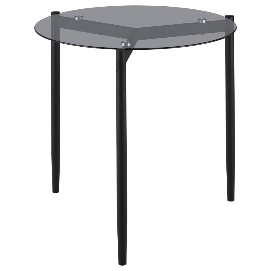 (image for) Rosalie Round Smoked Glass Top End Table Sandy Black