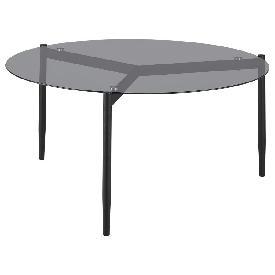 (image for) Rosalie Round Smoked Glass Top Coffee Table Sandy Black