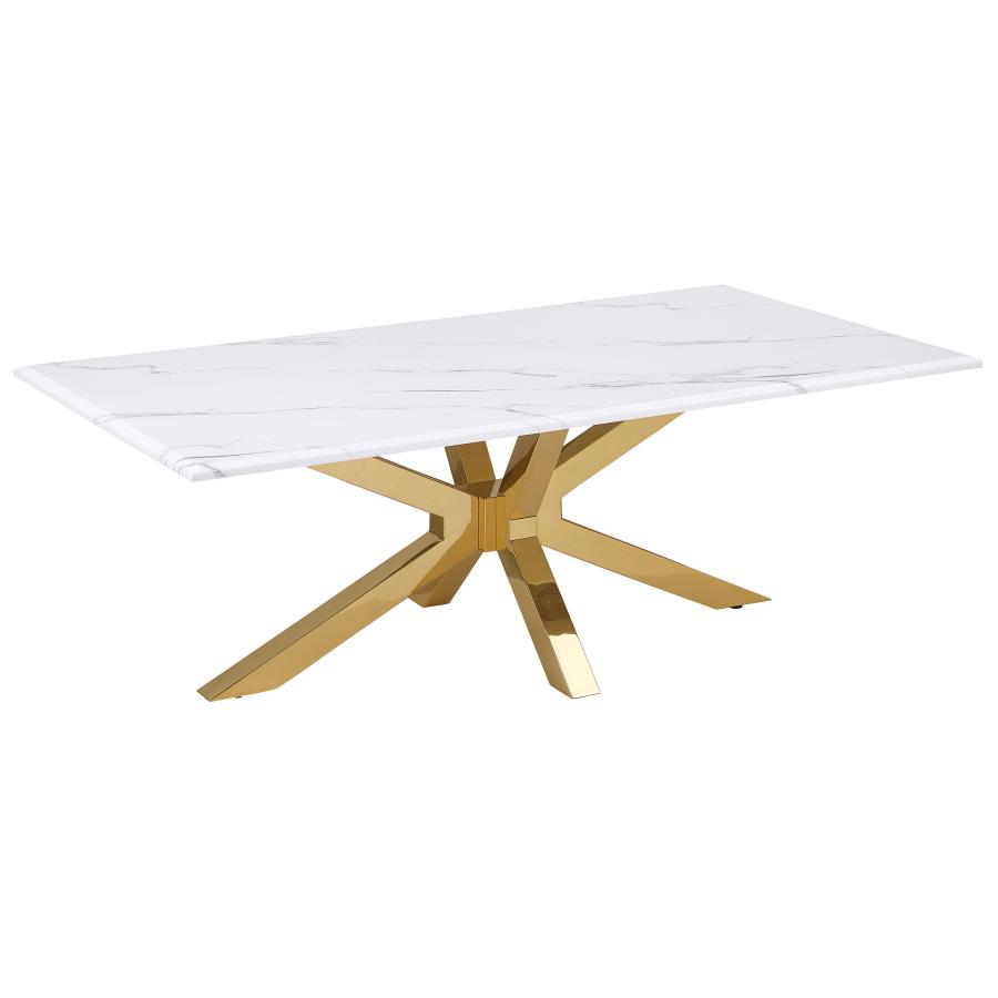 (image for) Visalia Faux Marble Top Stainless Steel Coffee Table Gold