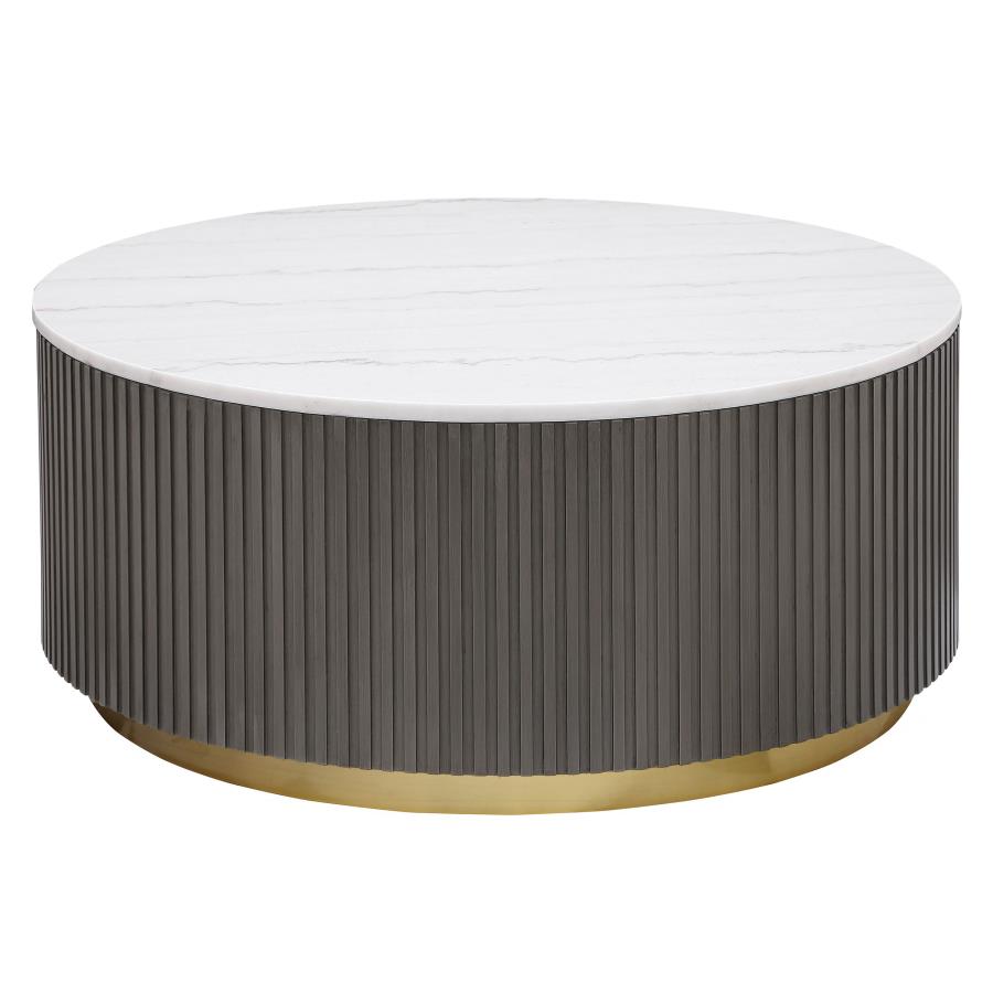 (image for) Jason Round Marble Top Coffee Table White and Charcoal