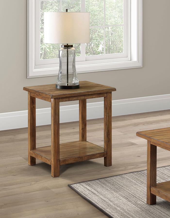 (image for)  Payne Wood End Table with Shelf Distressed Brown