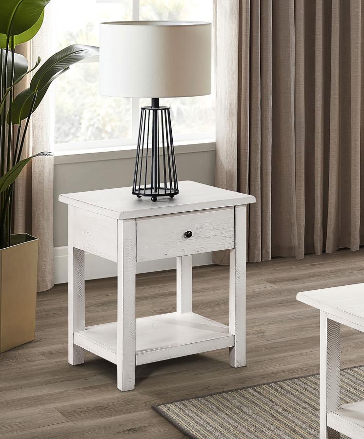 (image for)  Payne 1-drawer Wood End Table with Shelf White