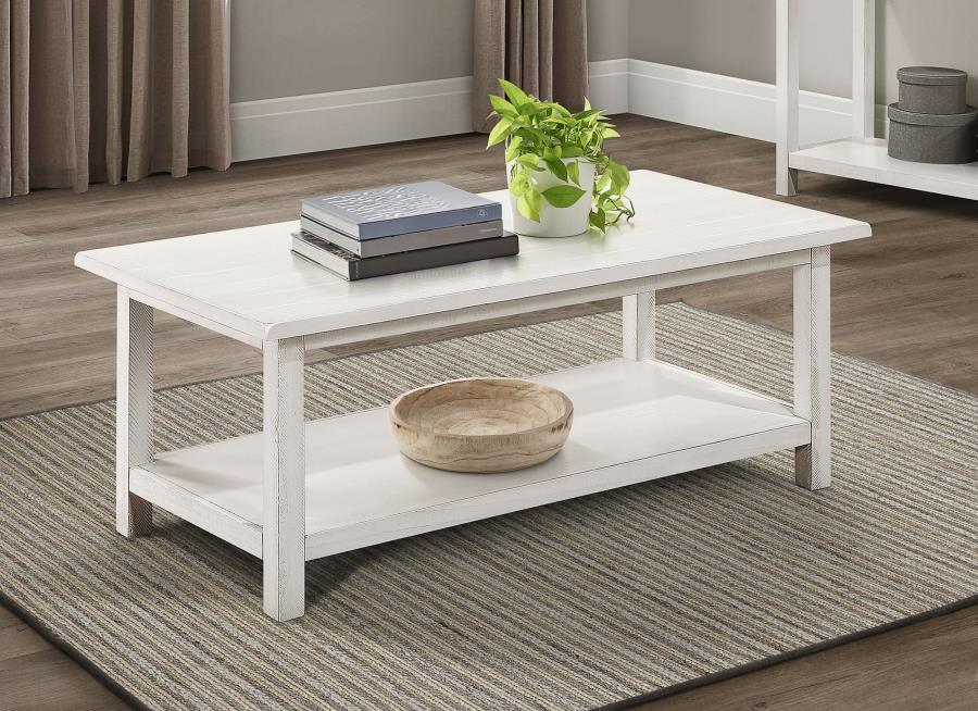 (image for)  Payne Wood Coffee Table with Shelf White