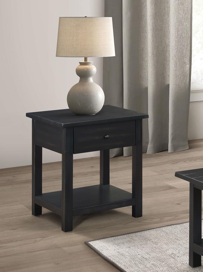 (image for)  Payne 1-drawer Wood End Table with Shelf Java